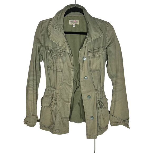 Ecote Military Style Jacket Button Down Green Medium - Picture 8 of 12